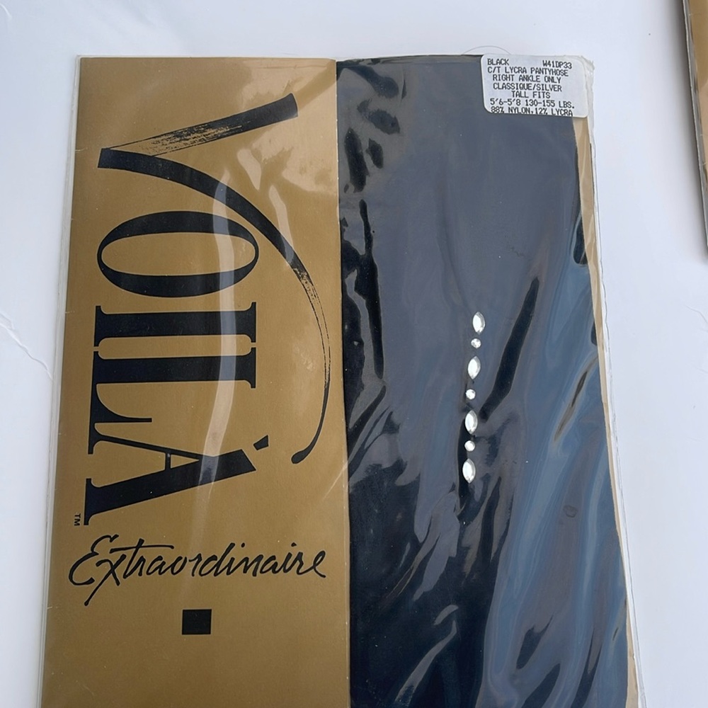 Voila pantyhose, black with rhinestones. NWT
